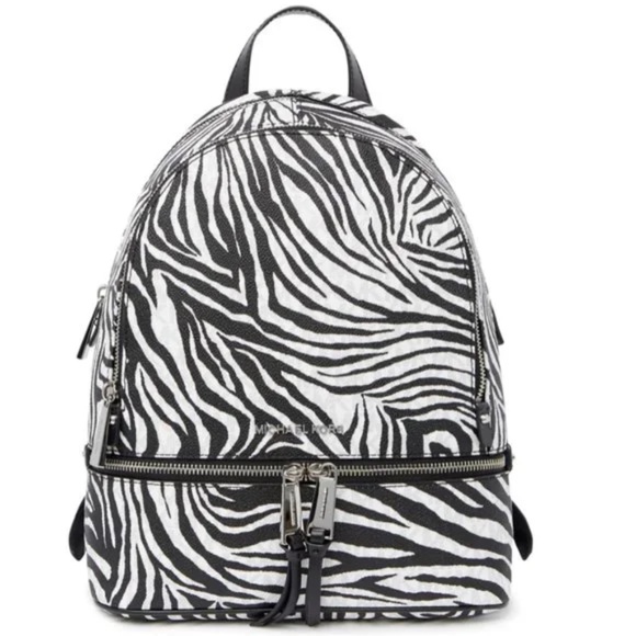 Michael Kors Rhea Medium Backpack Black White Multi